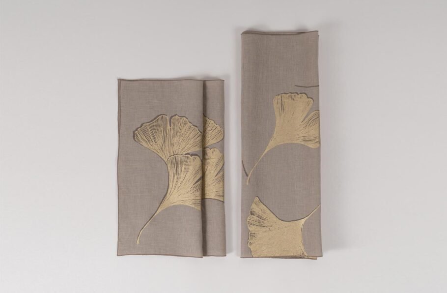 GINKGO beige table runner + napkins - Image 3