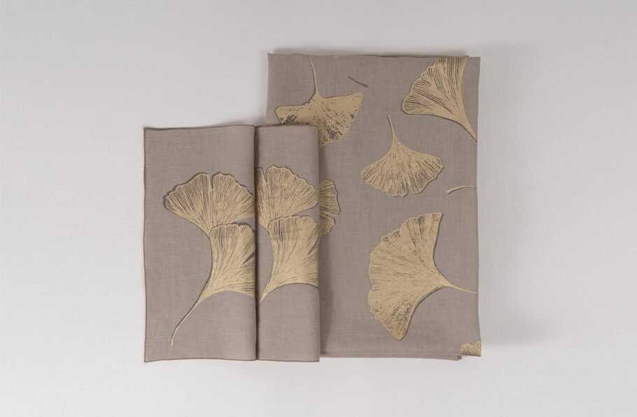 GINKGO beige tablecloth + napkins - Image 3