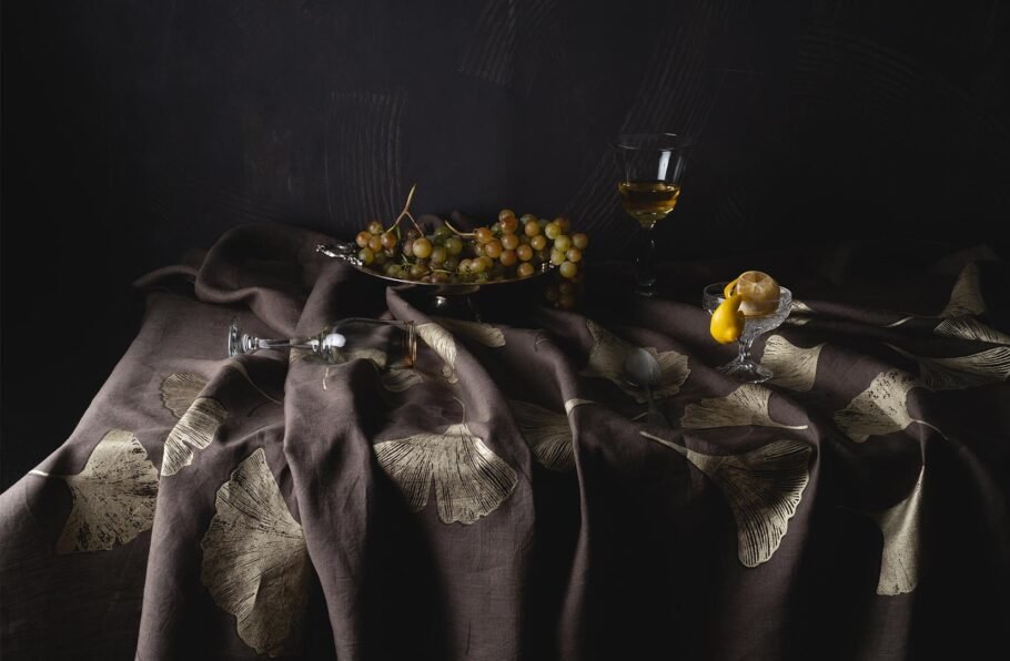 GINKGO taupe tablecloth