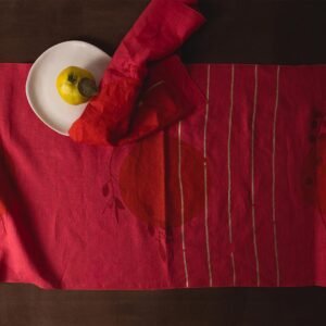 MARA coral table runner + napkins